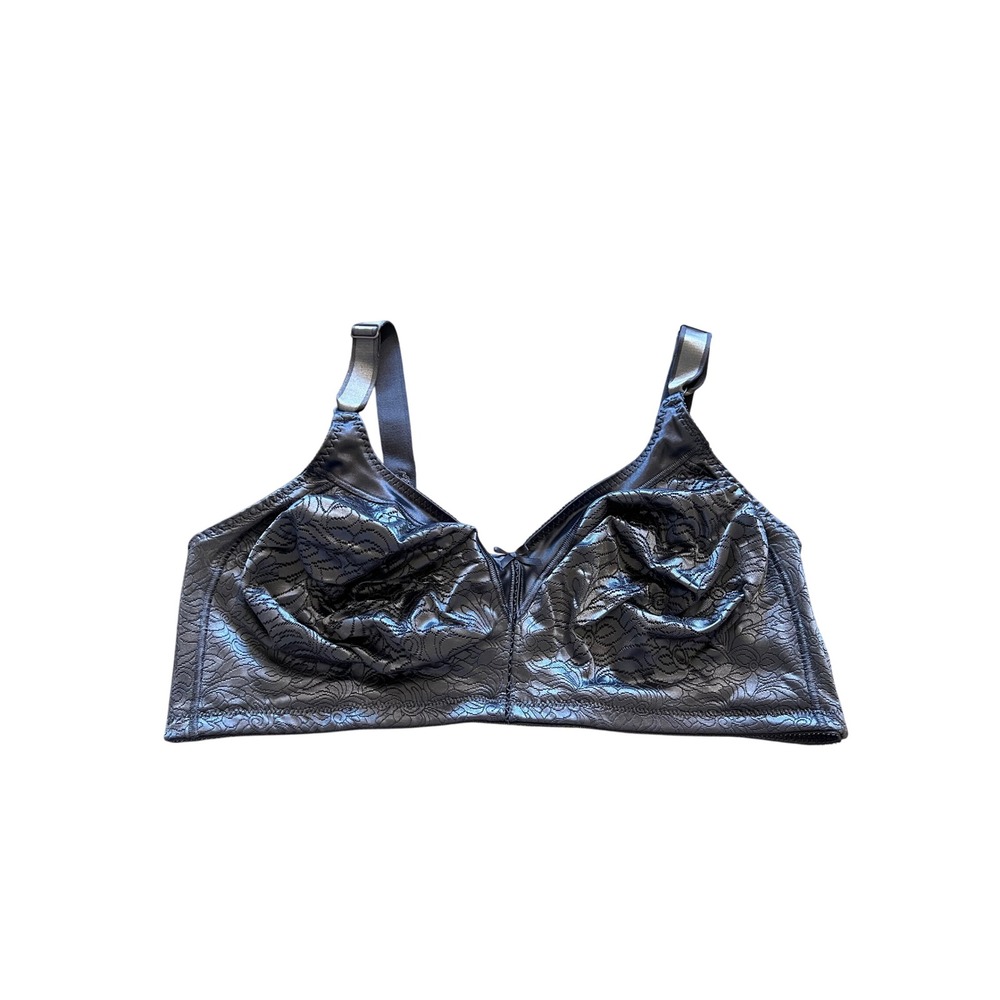 Bali 3372 Flower Bali Wirefree Full Coverage Bra Gray Floral Jacquard 42D